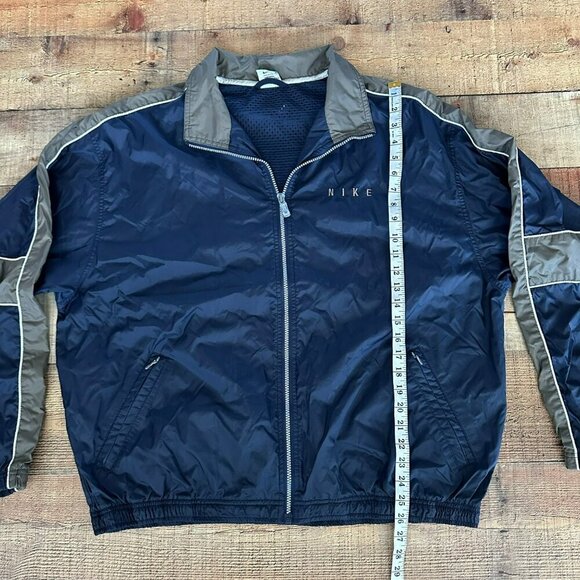 Vintage Nike blue and gray Full Zip Up Windbreaker jacket men's size XL - Picture 8 of 11